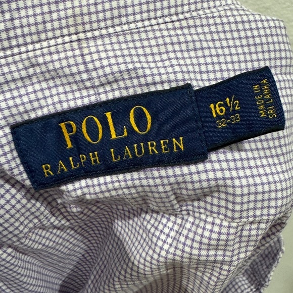 Polo Ralph Lauren Purple White Plaid Button Down Collared Shirt Size 16.5 32-33 - Picture 16 of 16